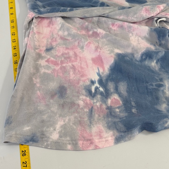 Fashion by MIRABEL XL Blue Pink Gray Tie Dye Long Sleeve Stretch Top - Picture 14 of 14